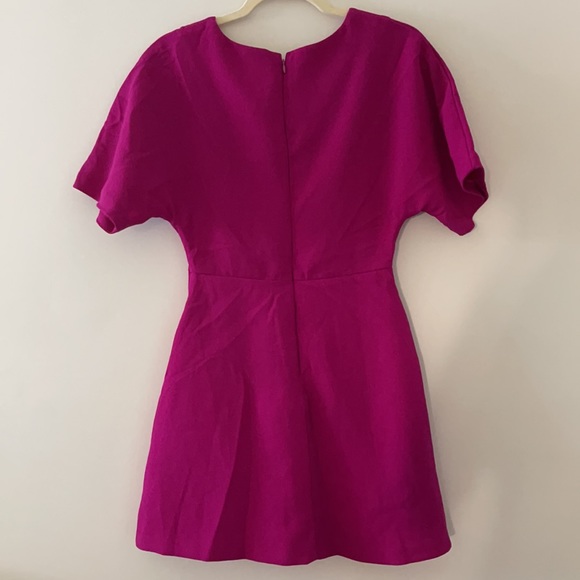 NastyGal Magenta V-neck Short Sleeve Mini Dress -S - Picture 5 of 5